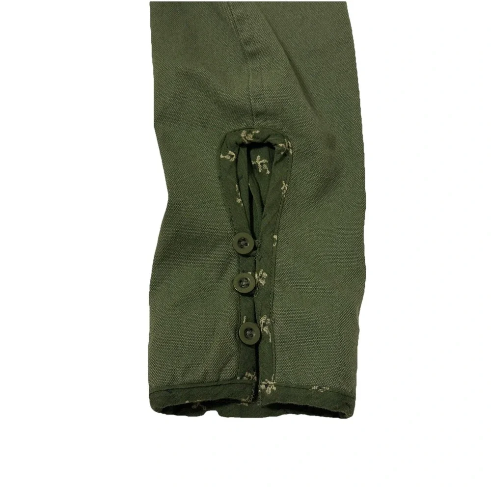 FREE PEOPLE Jacket Womens X-Small Green Shrunken Officer Military Button Pockets